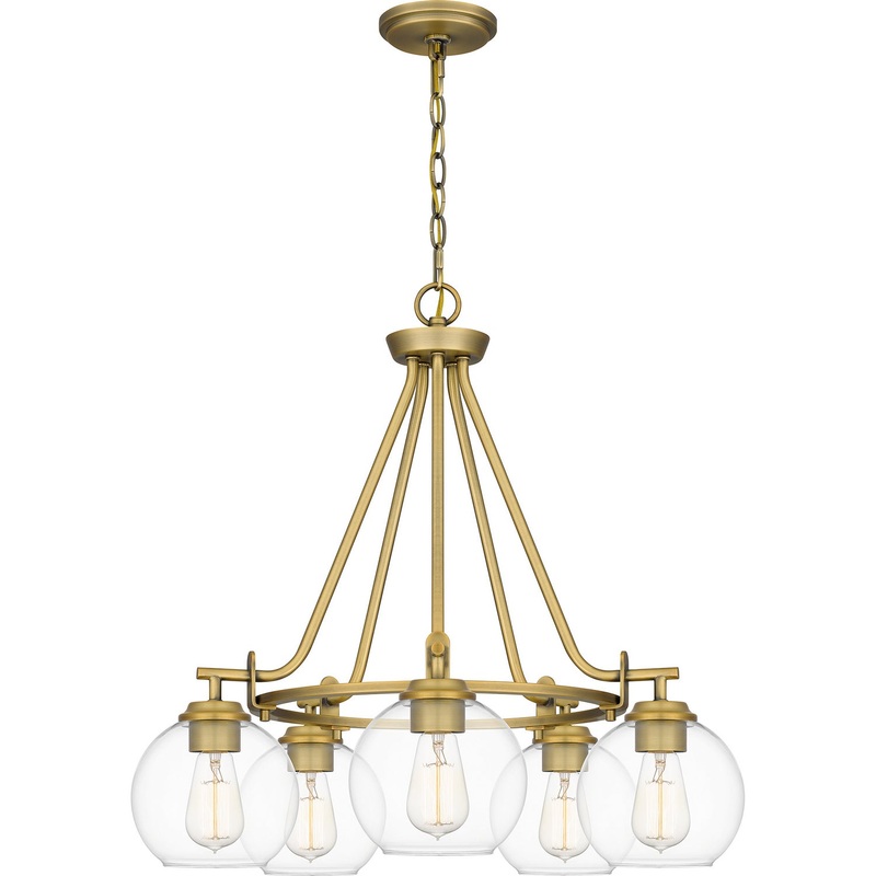 Quoizel CLD5025AB Celadon Five Light Chandelier, Aged Brass