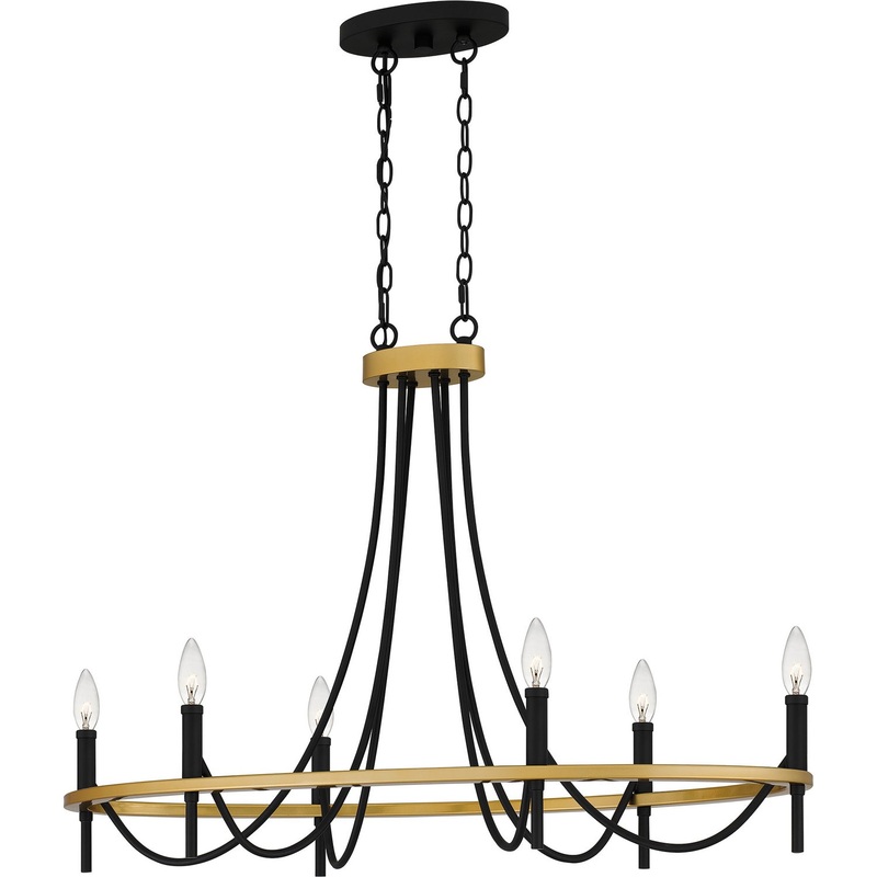 Quoizel LGR636MBK Legare Six Light Island Chandelier, Matte Black