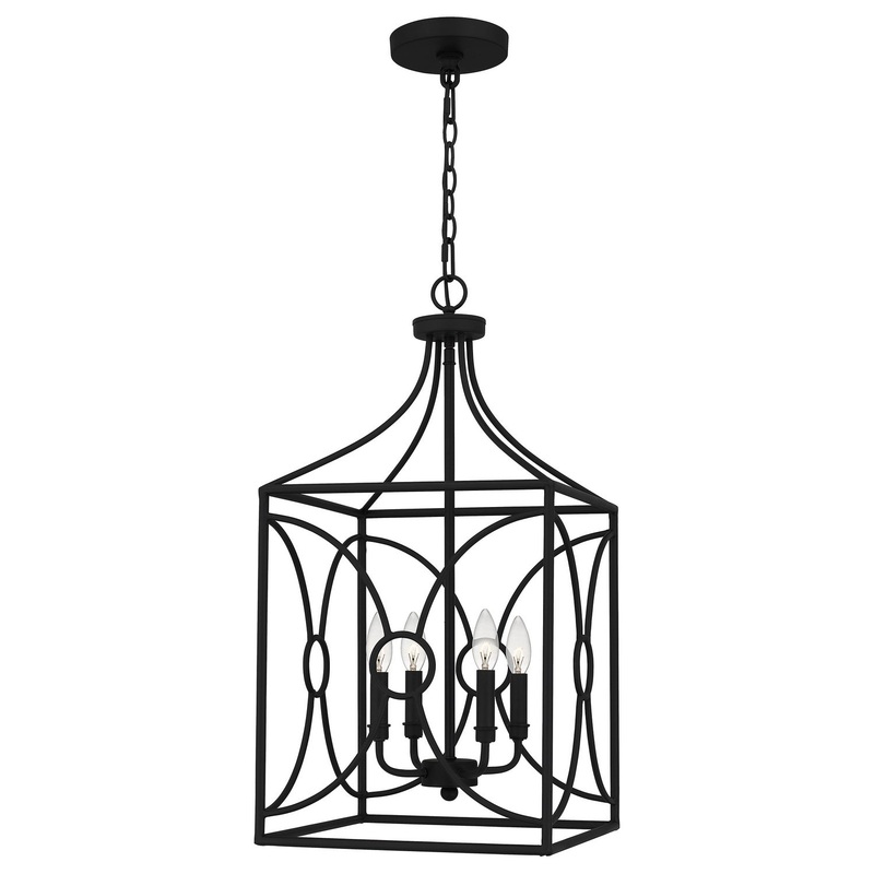 Quoizel QP5354MBK Grenelle Four Light Pendant, Matte Black
