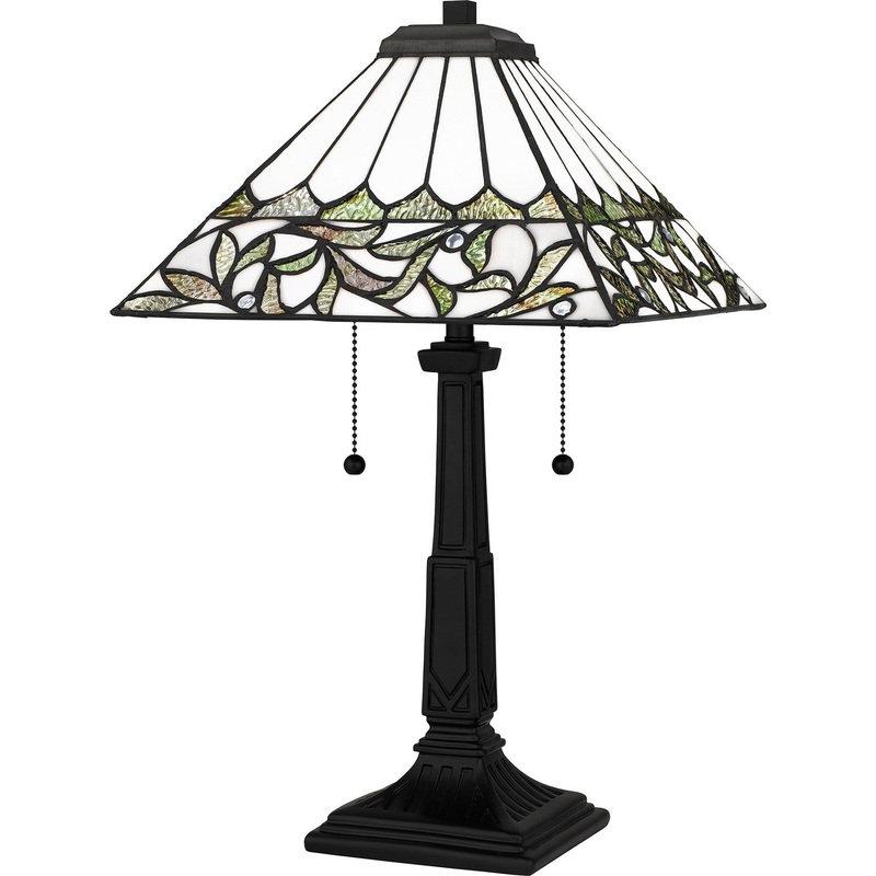 Quoizel TF16135MBK Tiffany Two Light Table Lamp, Matte Black