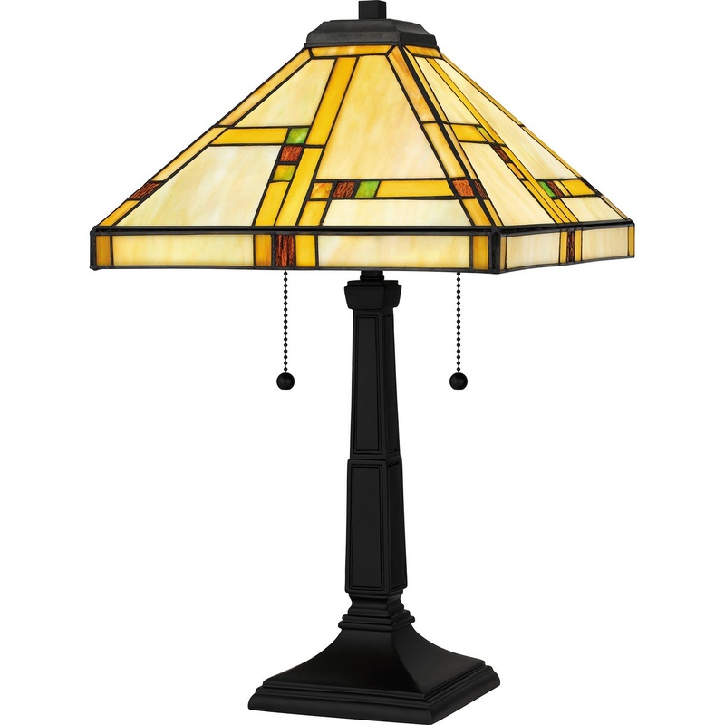 Quoizel TF16136MBK Tiffany Two Light Table Lamp, Matte Black
