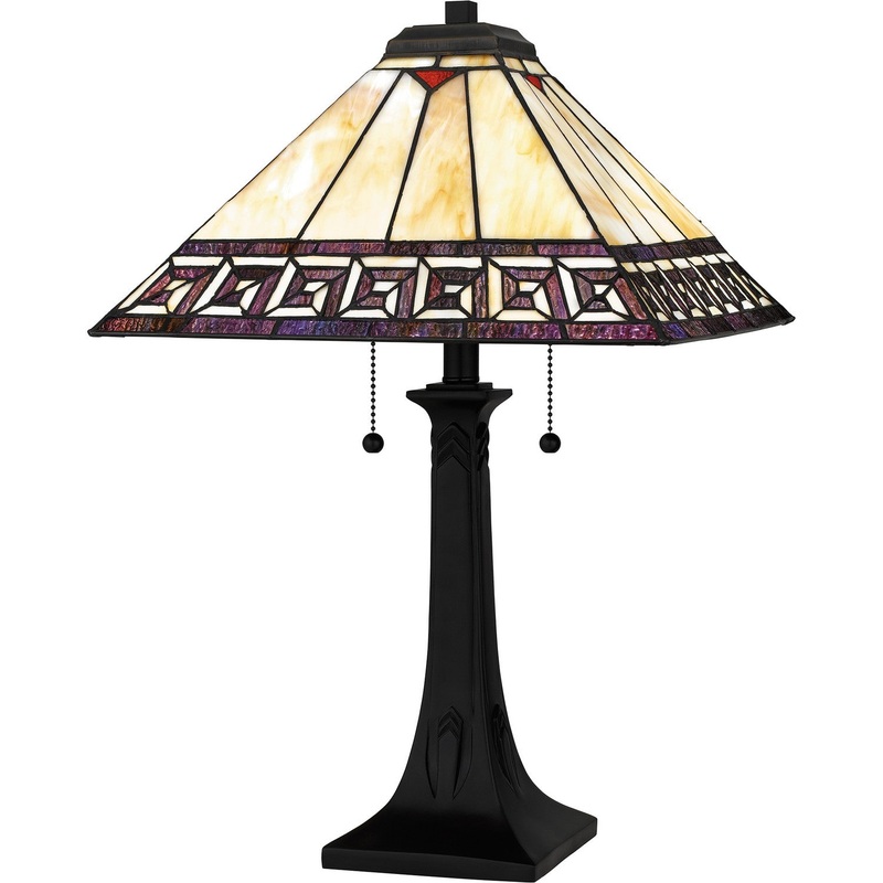 Quoizel TF16138MBK Tiffany Two Light Table Lamp, Matte Black
