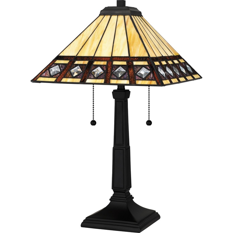 Quoizel TF16139MBK Tiffany Two Light Table Lamp, Matte Black