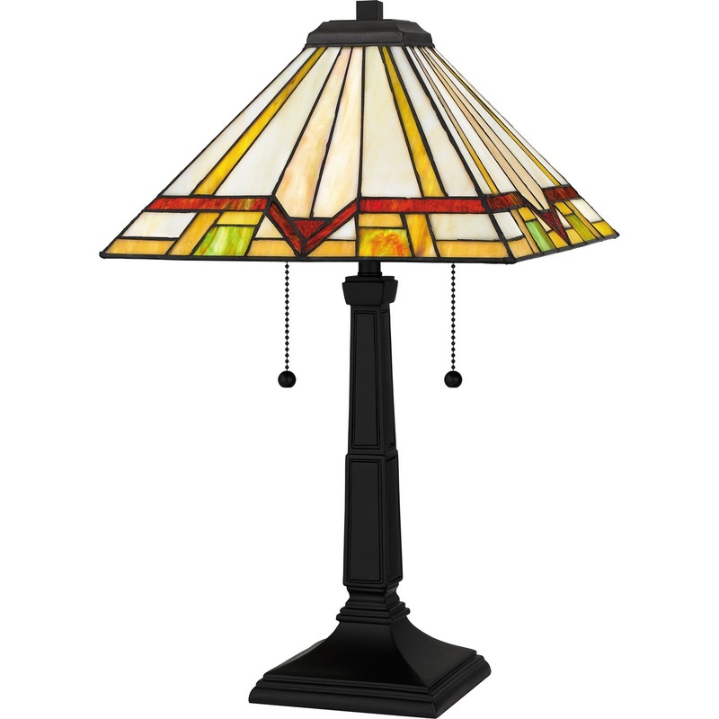 Quoizel TF16140MBK Tiffany Two Light Table Lamp, Matte Black