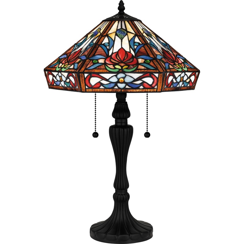 Quoizel TF16142MBK Tiffany Two Light Table Lamp, Matte Black