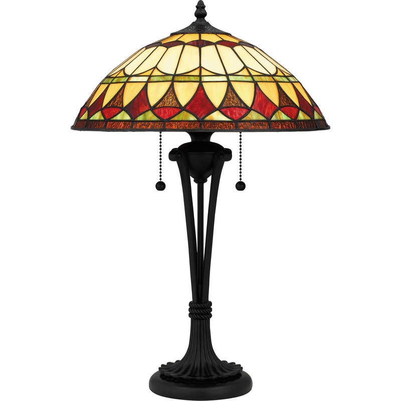 Quoizel TF16143MBK Tiffany Two Light Table Lamp, Matte Black