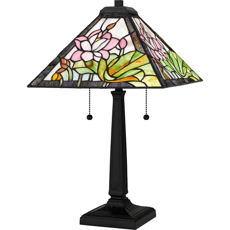 Quoizel TF16145MBK Tiffany Two Light Table Lamp, Matte Black