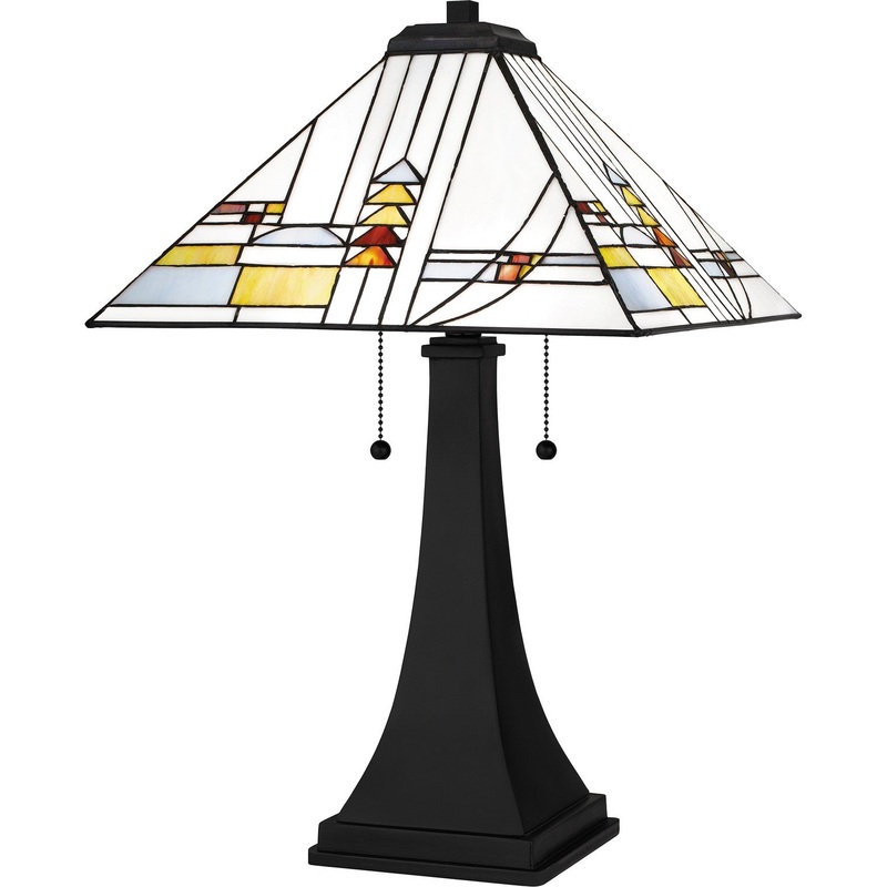 Quoizel TF16146MBK Tiffany Two Light Table Lamp, Matte Black