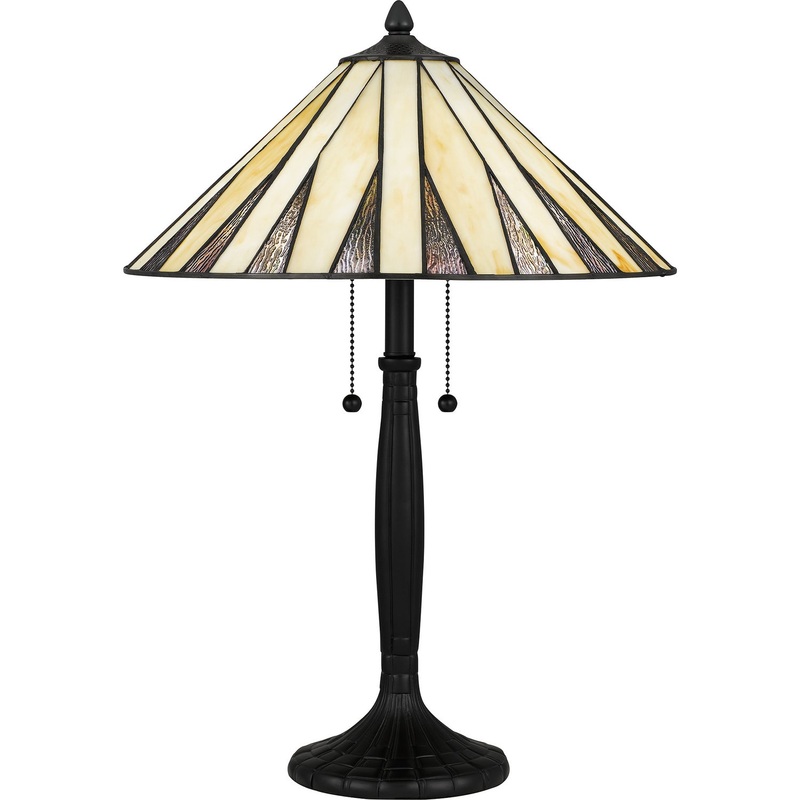 Quoizel TF5617MBK Tiffany Two Light Table Lamp, Matte Black