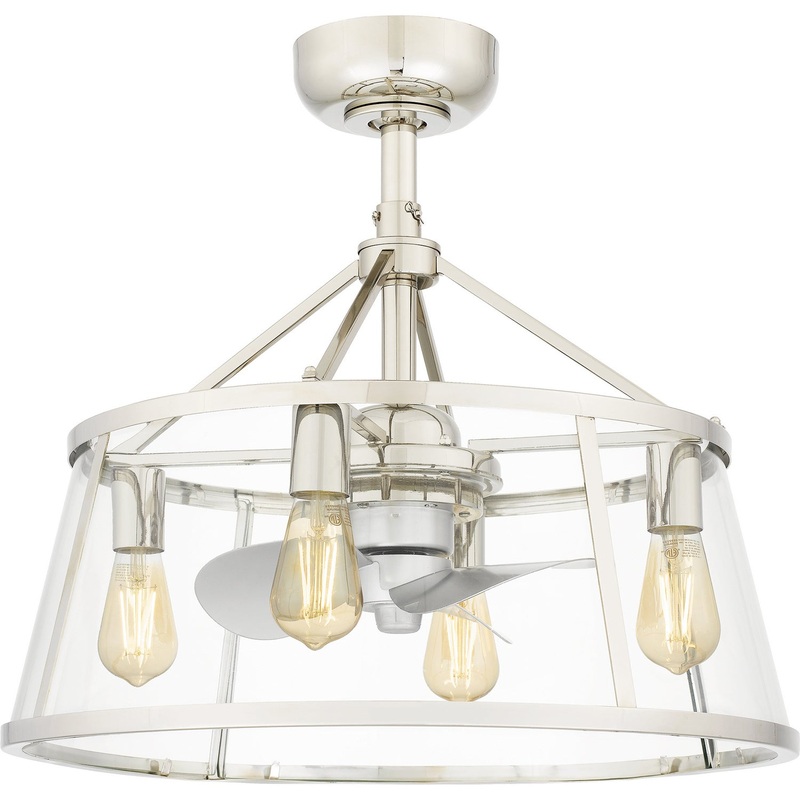 Quoizel BAW3122PK Barlow Four Light Fandelier, Polished Nickel (Discontinued)