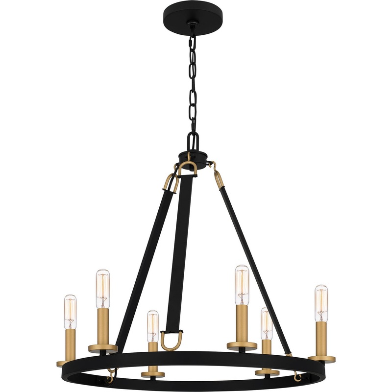 Quoizel GRA5024MBK Graylyn Six Light Chandelier, Matte Black (Discontinued)