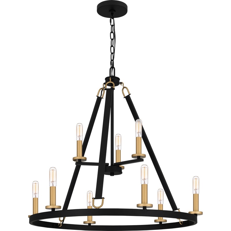 Quoizel GRA5029MBK Graylyn Nine Light Chandelier, Matte Black (Discontinued)