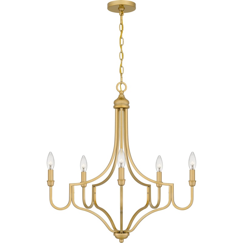 Quoizel MAB5026LG Mabel Five Light Chandelier, Light Gold