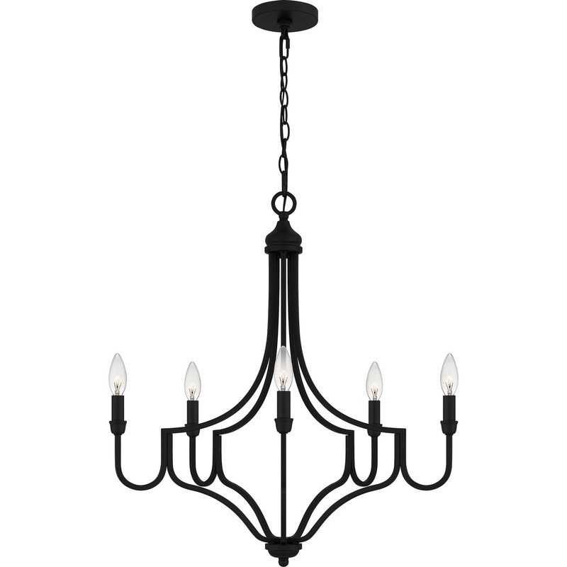 Quoizel MAB5026MBK Mabel Five Light Chandelier, Matte Black