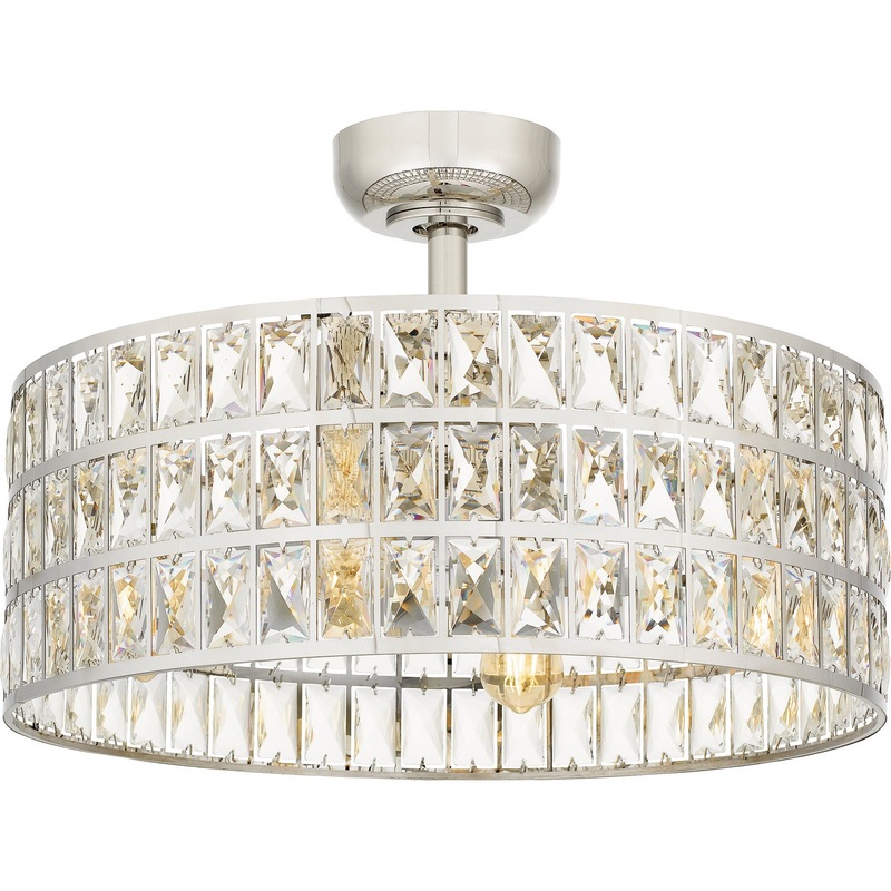 Quoizel QFA4046PK Quoizel Fandelier Four Light Fandelier, Polished Nickel