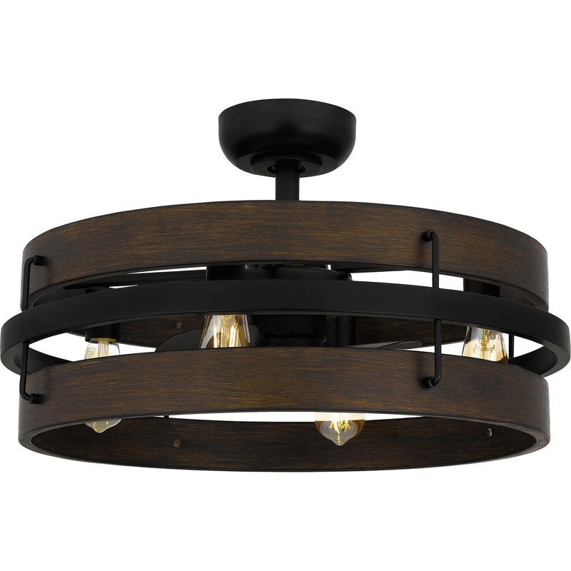 Quoizel QFA5615MBK Quoizel Fandelier Four Light Fandelier, Matte Black