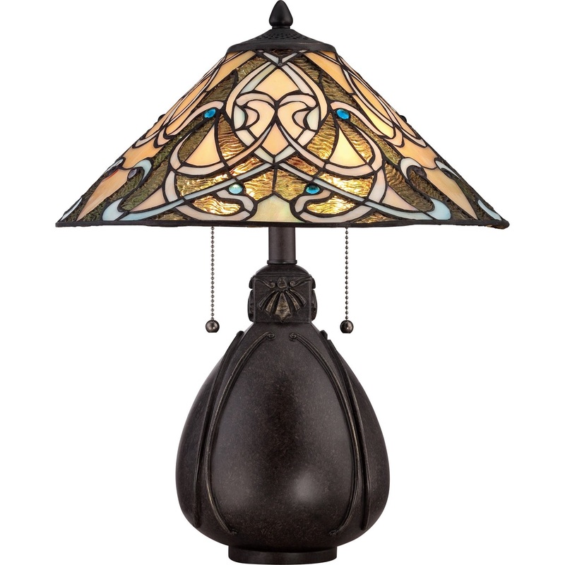 Quoizel TF1846TIB India Two Light Table Lamp, Imperial Bronze