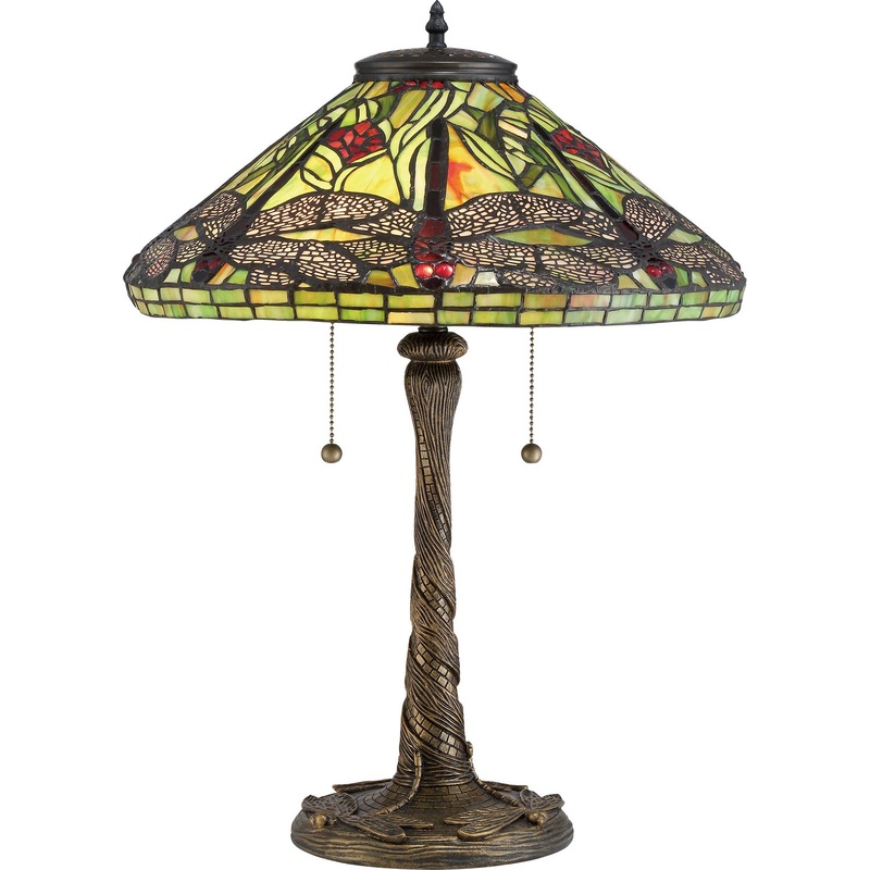 Quoizel TF2598T Jungle Dragonfly Two Light Table Lamp, Architectural Bronze