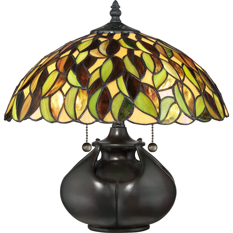 Quoizel TF3181T Greenwood Two Light Table Lamp, Valiant Bronze