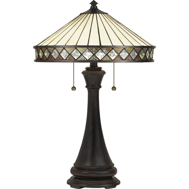 Quoizel TF5210TVB Bowing Two Light Table Lamp, Vintage Bronze