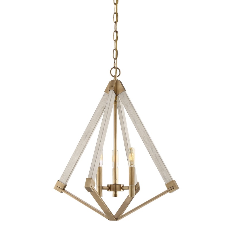 Quoizel VP5203WS Viewpoint Three Light Foyer Pendant, Weathered Brass