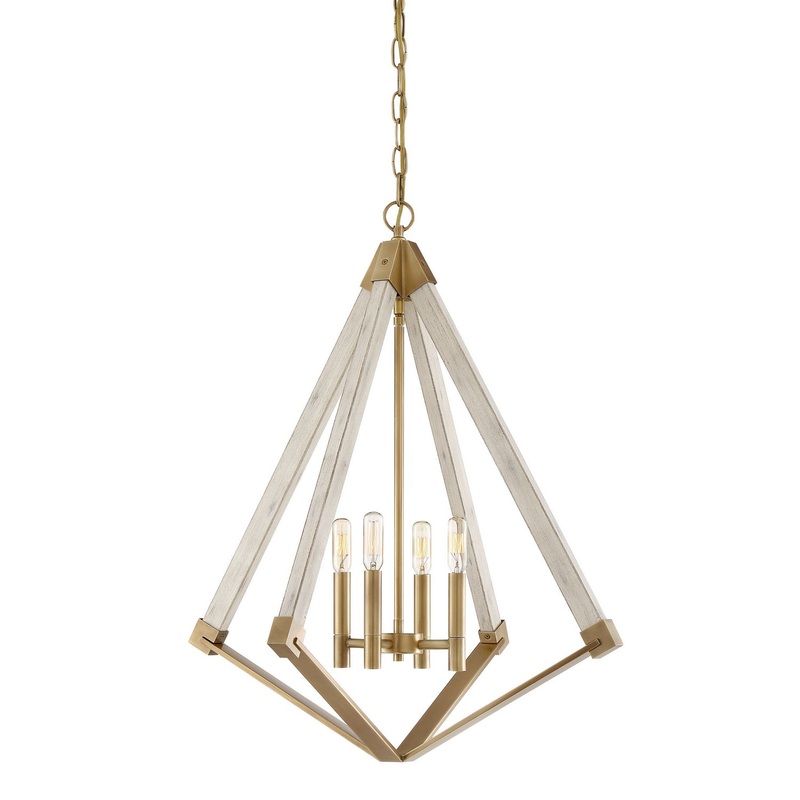 Quoizel VP5204WS Viewpoint Four Light Foyer Pendant, Weathered Brass