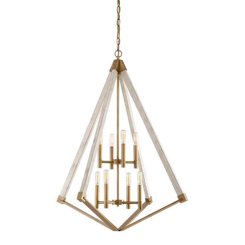 Quoizel VP5208WS Viewpoint Eight Light Foyer Pendant, Weathered Brass