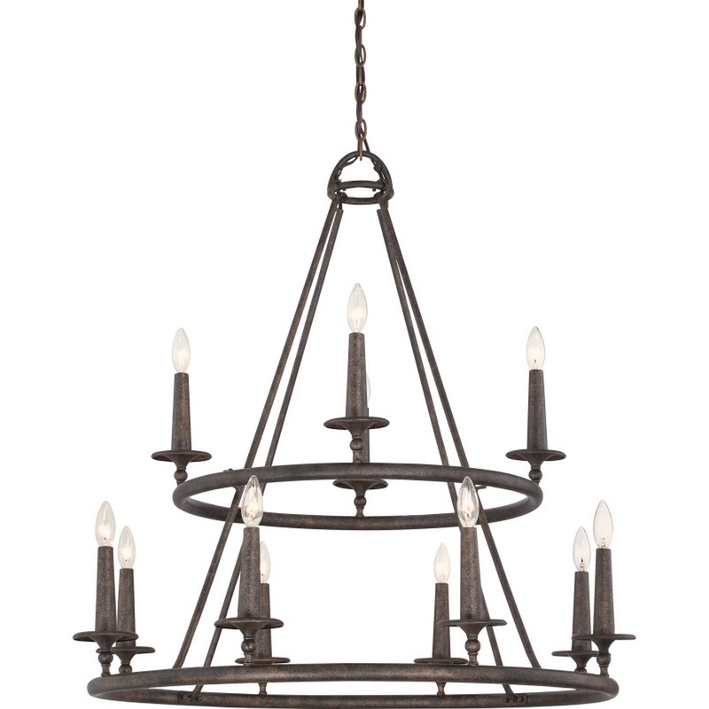 Quoizel VYR5012ML Voyager 12 Light Chandelier, Malaga