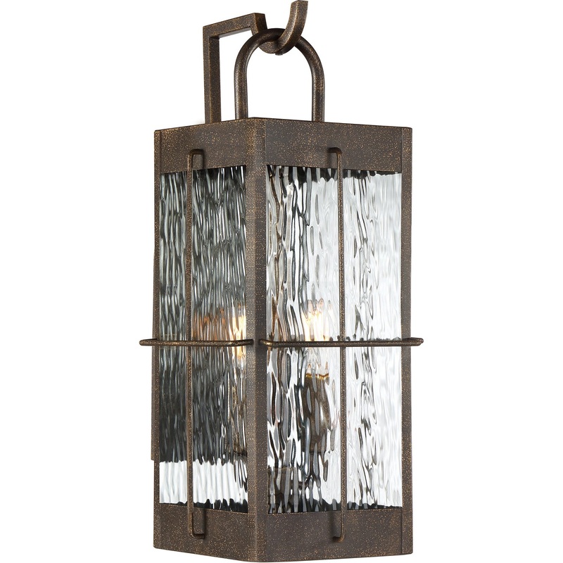 Quoizel WAR8408GZ Ward Two Light Outdoor Wall Lantern, Gilded Bronze