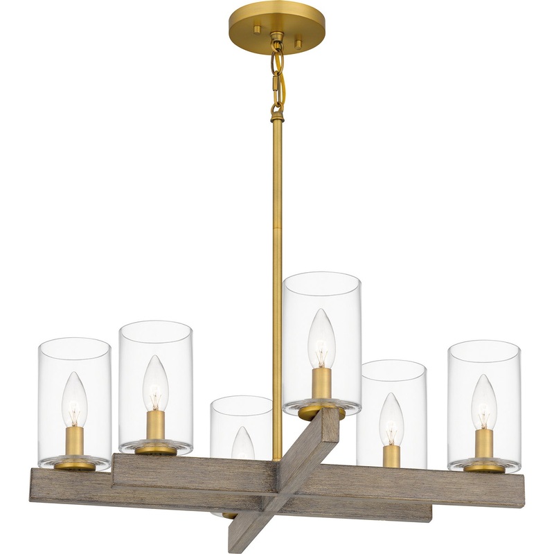 Quoizel WRN5024AB Warrington Six Light Chandelier, Aged Brass