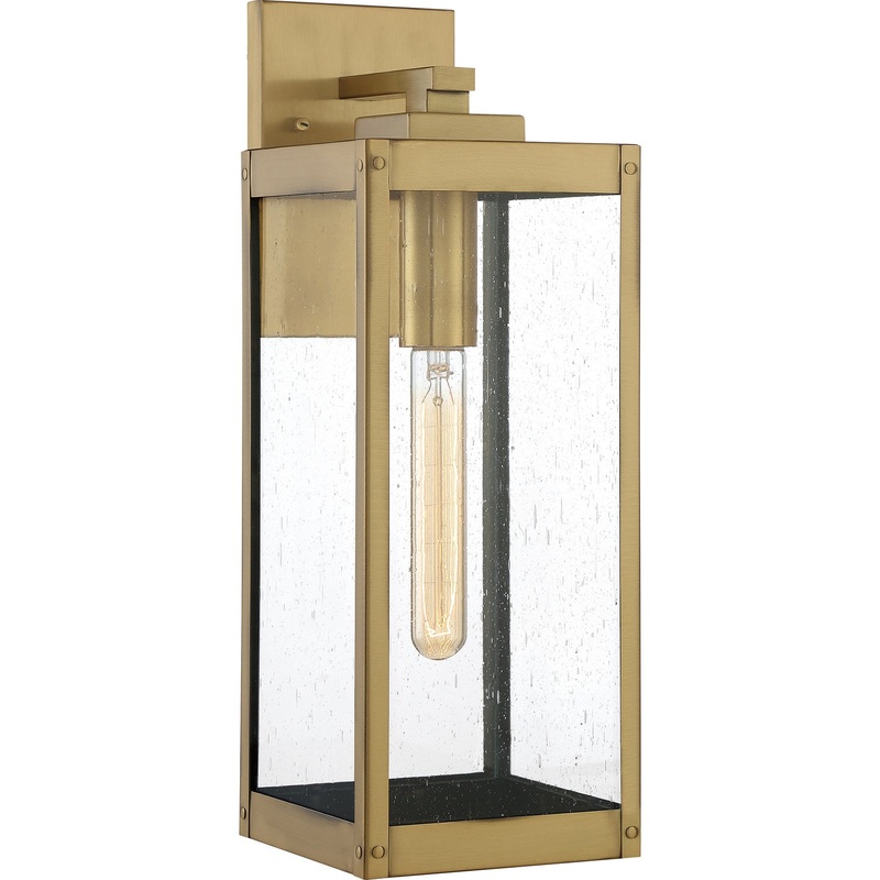 Quoizel WVR8406A Westover One Light Outdoor Wall Lantern, Antique Brass