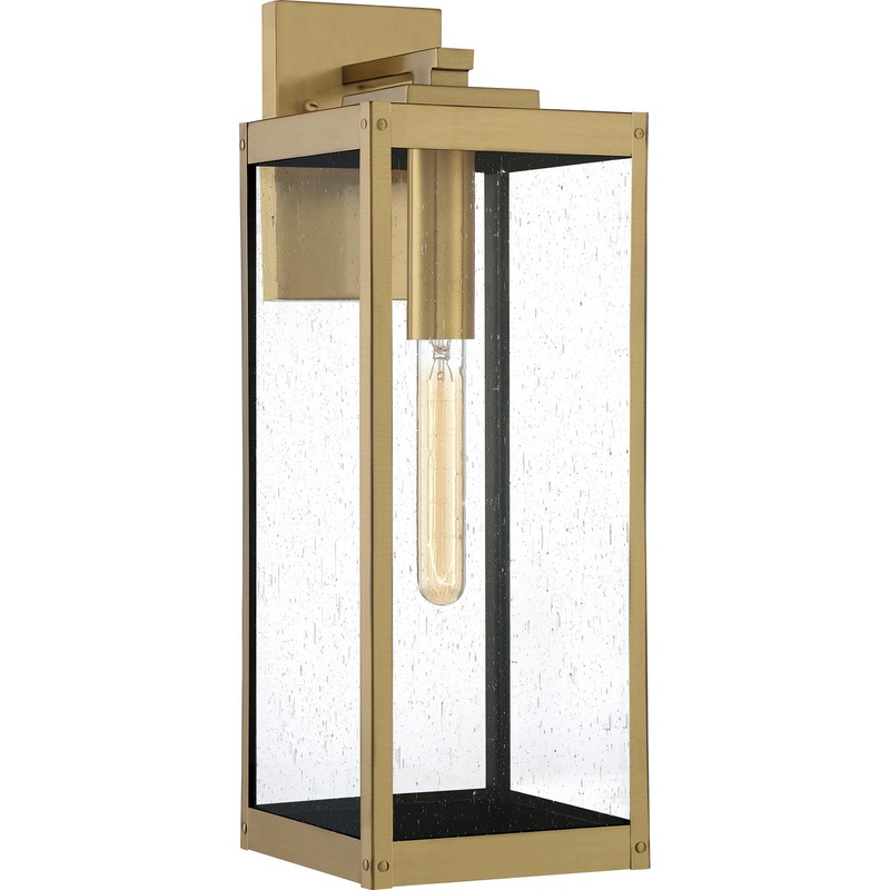 Quoizel WVR8407A Westover One Light Outdoor Wall Lantern, Antique Brass