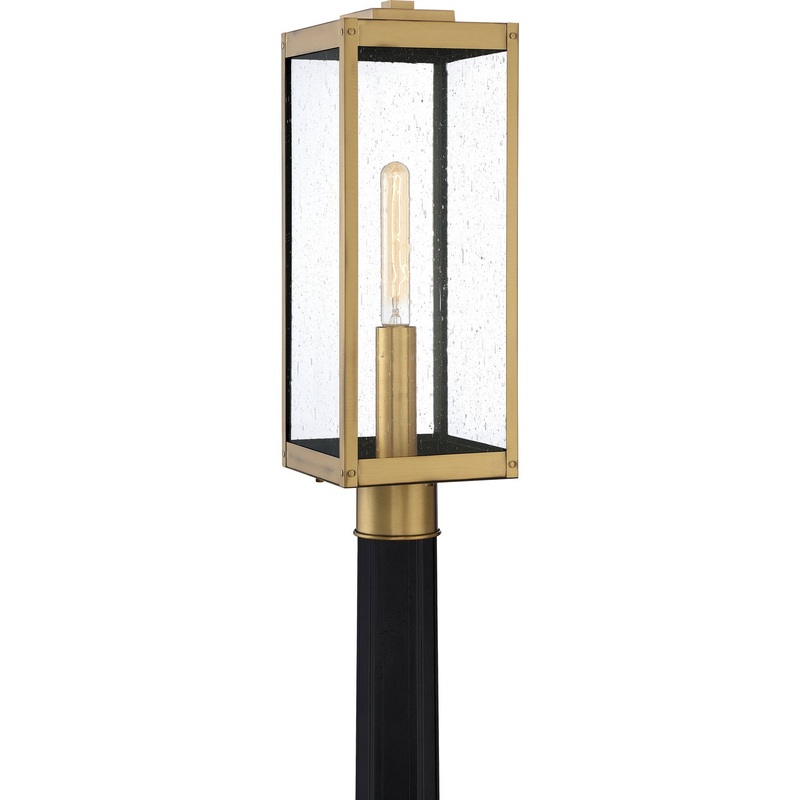 Quoizel WVR9007A Westover One Light Outdoor Post Mount, Antique Brass
