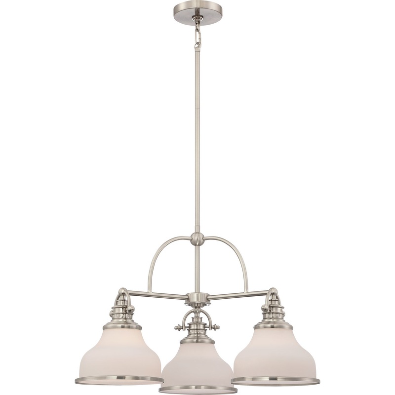 Quoizel GRT5103BN Grant Three Light Chandelier, Brushed Nickel