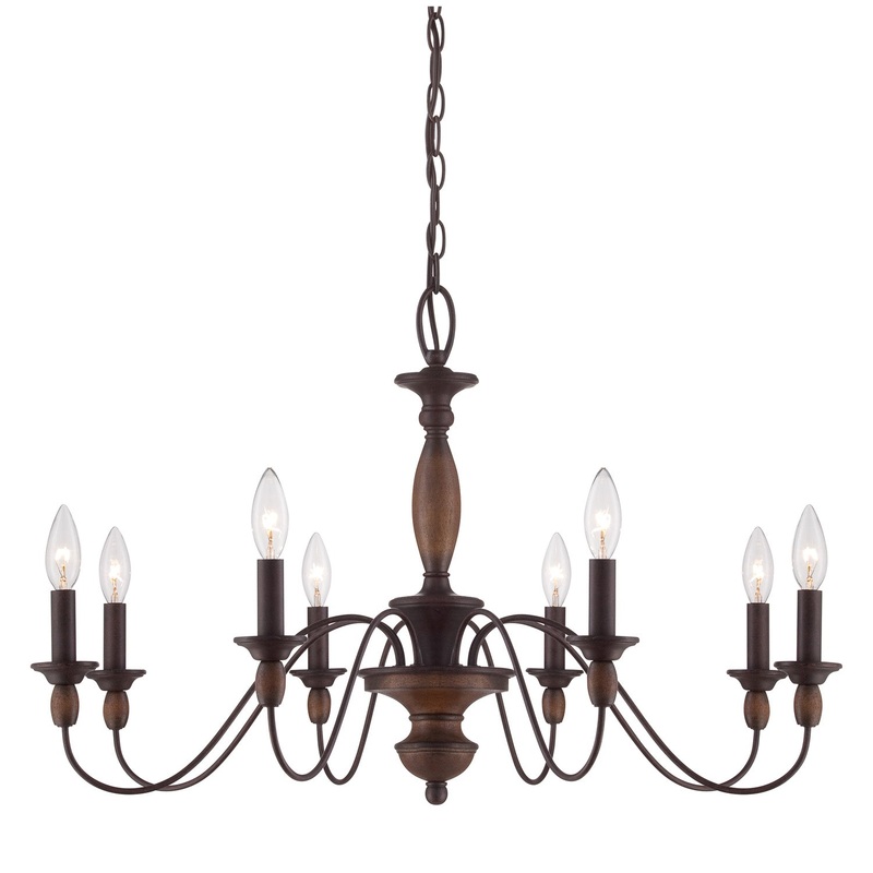 Quoizel HK5008TC Holbrook Eight Light Chandelier, Tuscan Brown