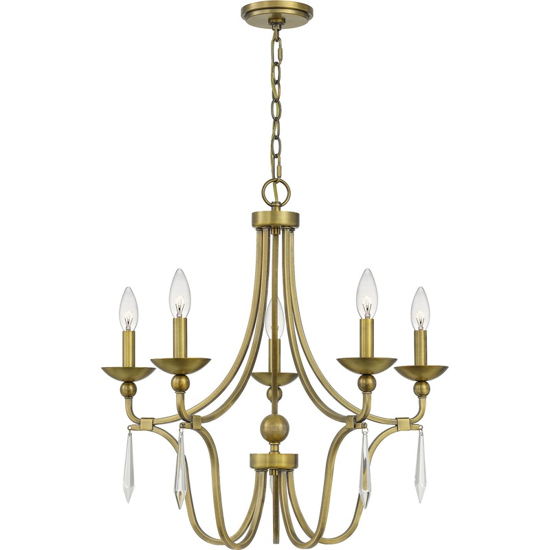 Quoizel JOU5025AB Joules Five Light Chandelier, Aged Brass
