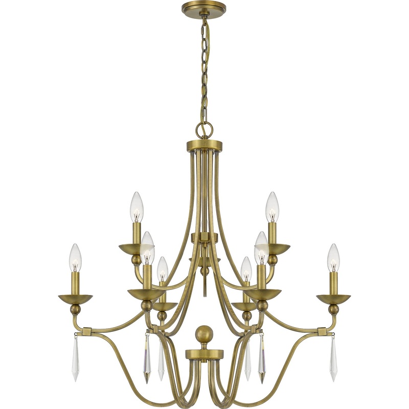 Quoizel JOU5032AB Joules Nine Light Chandelier, Aged Brass