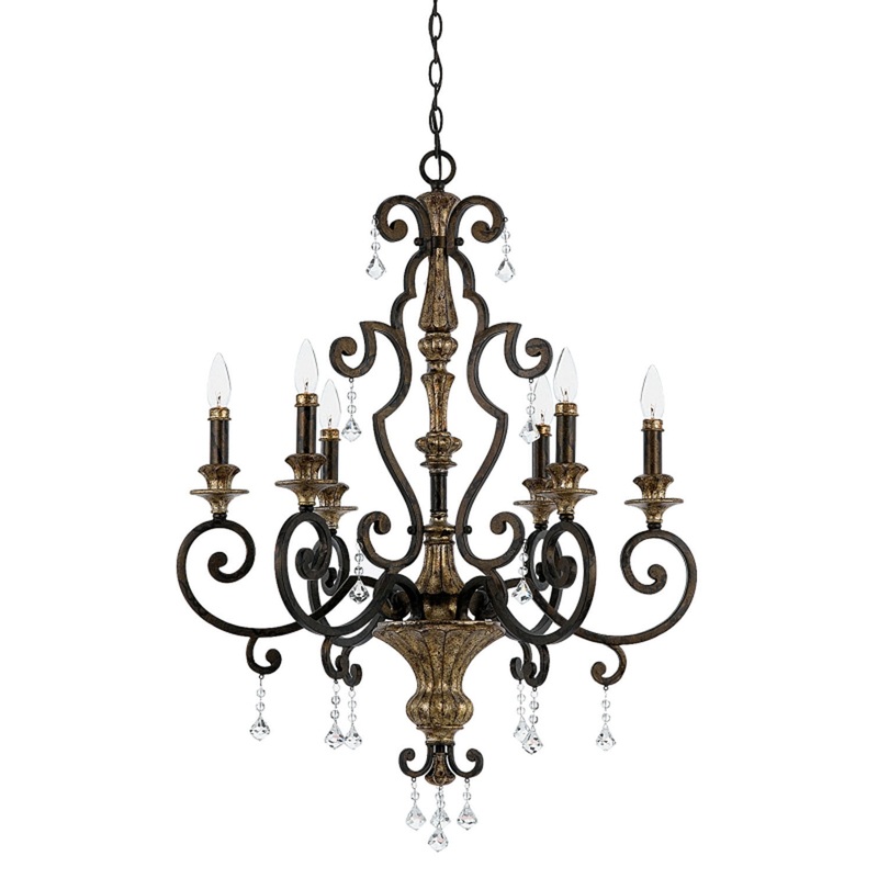 Quoizel MQ5006HL Marquette Six Light Chandelier, Heirloom
