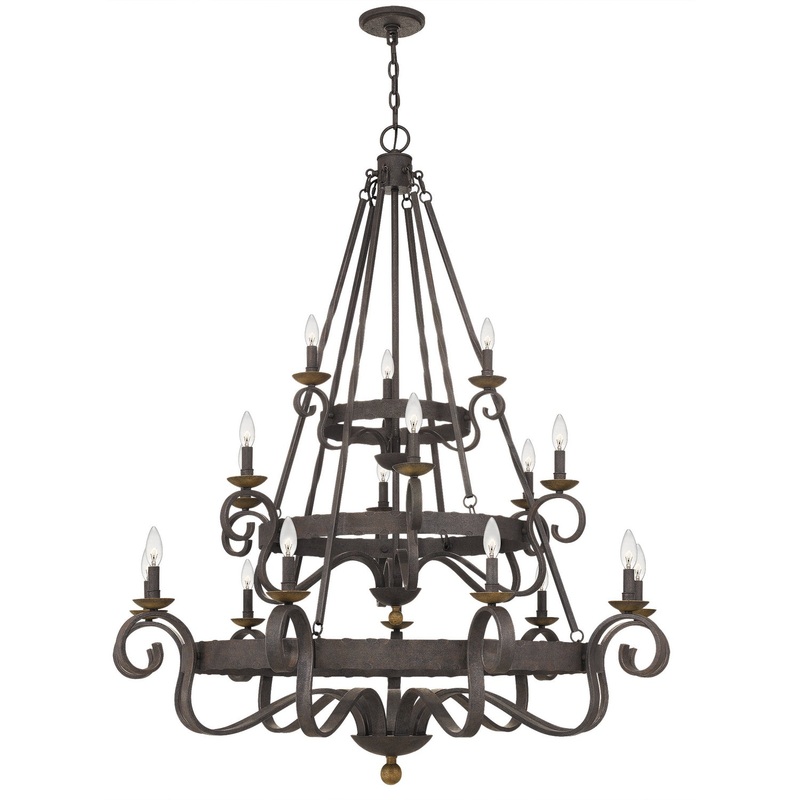 Quoizel NBE5018RK Noble 18 Light Chandelier, Rustic Black