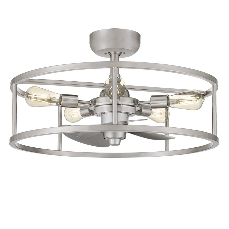 Quoizel NHR3124BN New Harbor Five Light Fandelier, Brushed Nickel