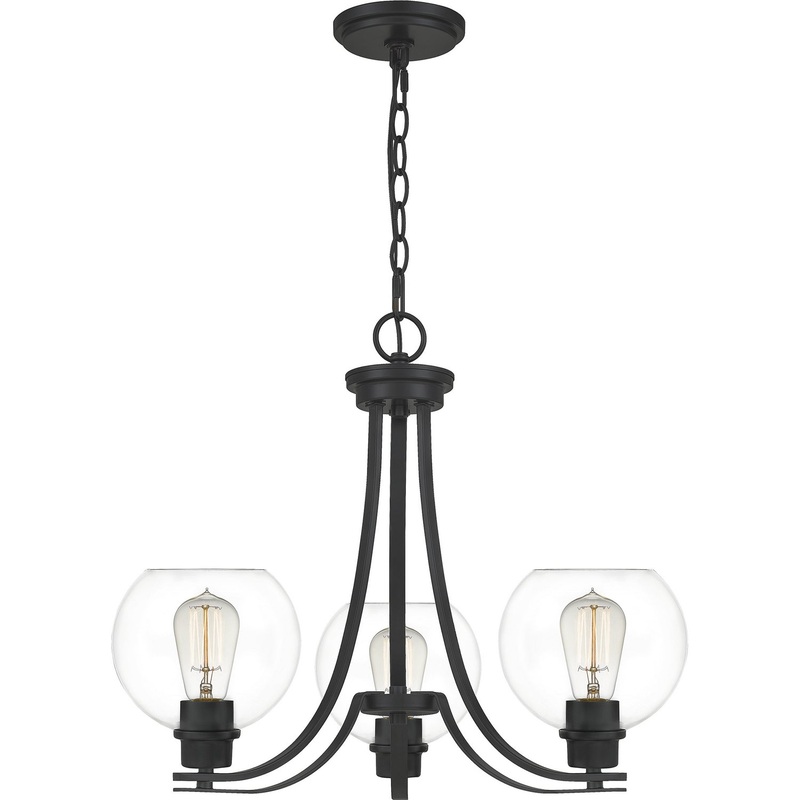 Quoizel PRUC5022MBK Pruitt Three Light Chandelier, Matte Black (Discontinued)