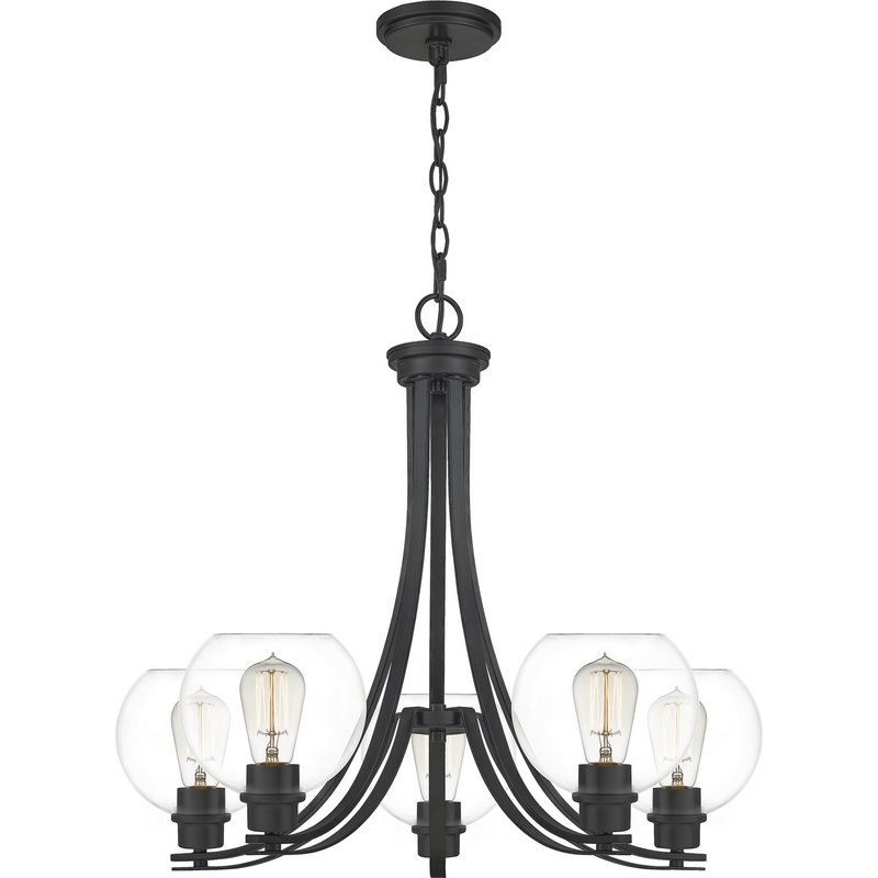 Quoizel PRUC5026MBK Pruitt Five Light Chandelier, Matte Black