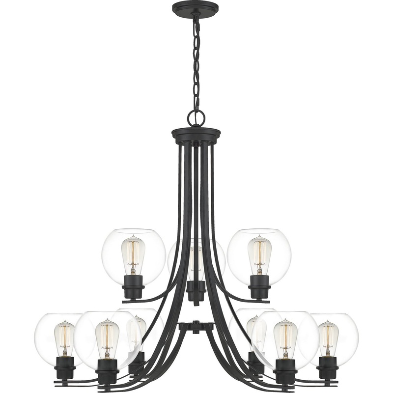 Quoizel PRUC5034MBK Pruitt Nine Light Chandelier, Matte Black (Discontinued)