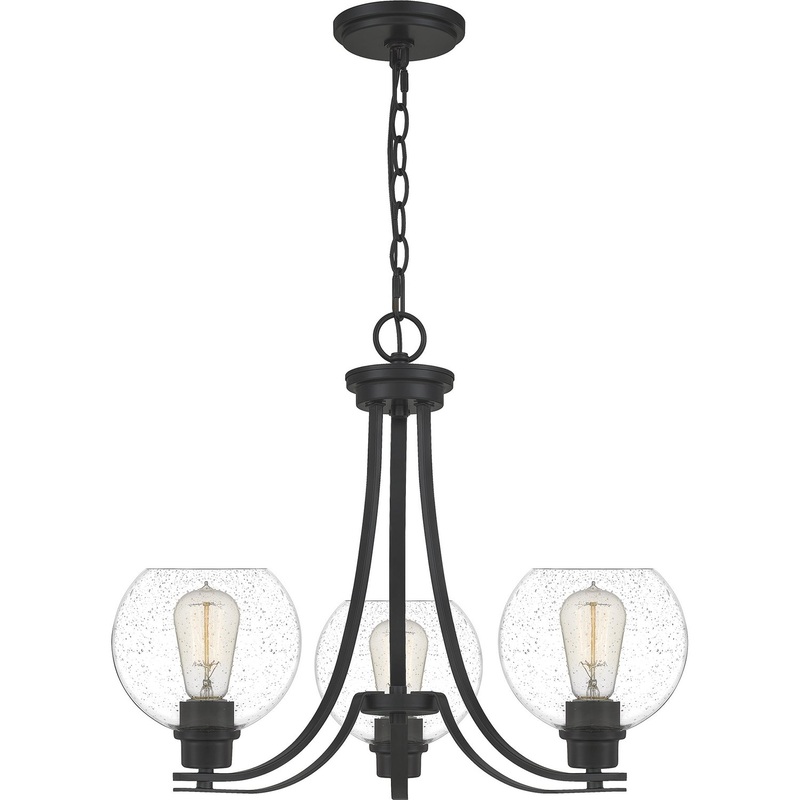 Quoizel PRUS5022MBK Pruitt Three Light Chandelier, Matte Black (Discontinued)