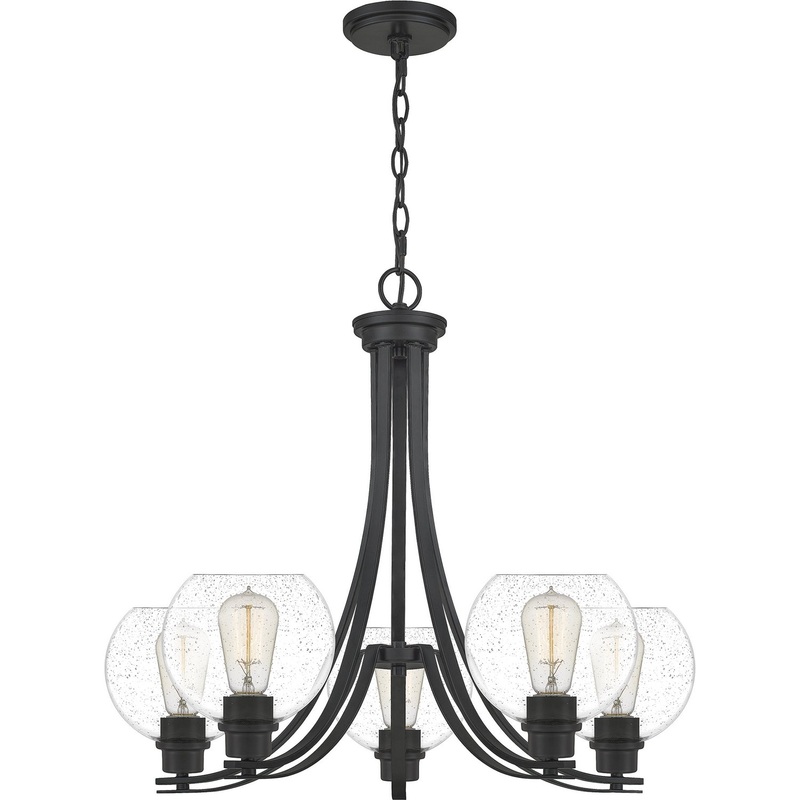 Quoizel PRUS5026MBK Pruitt Five Light Chandelier, Matte Black