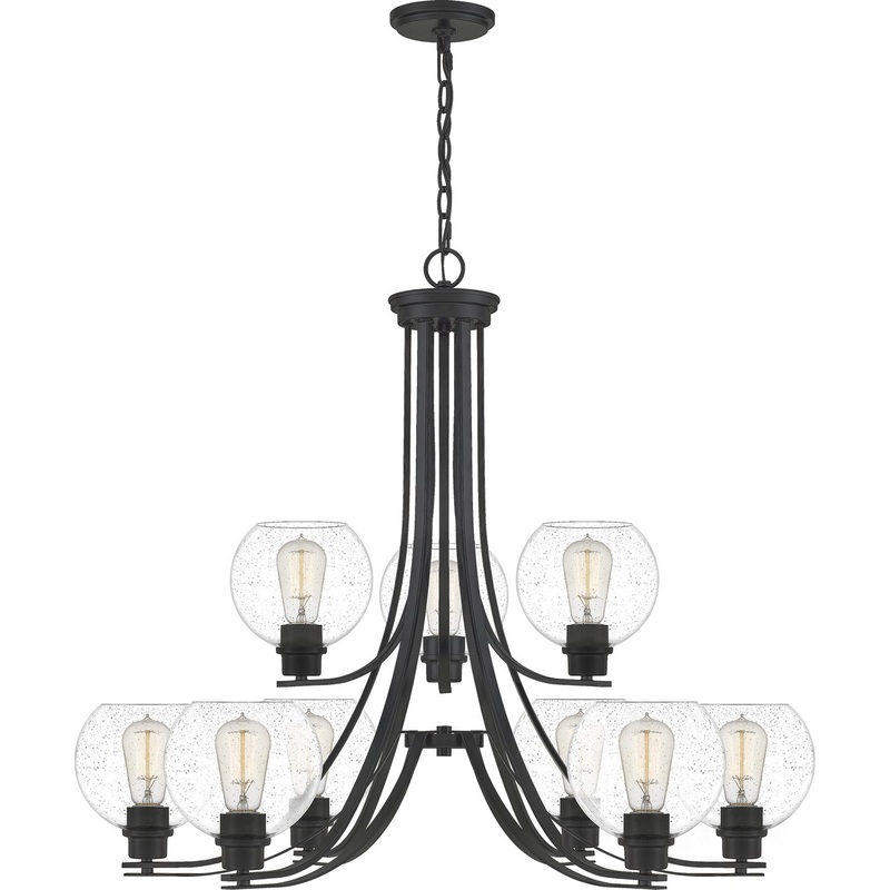Quoizel PRUS5034MBK Pruitt Nine Light Chandelier, Matte Black (Discontinued)