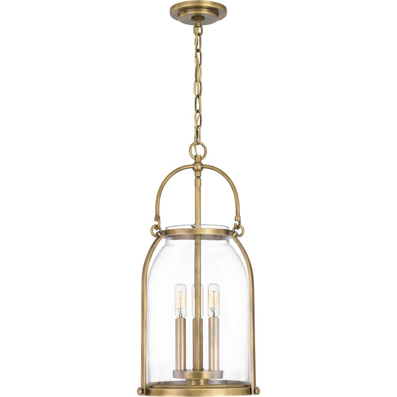 Quoizel QP5194WS Colonel Three Light Pendant, Weathered Brass