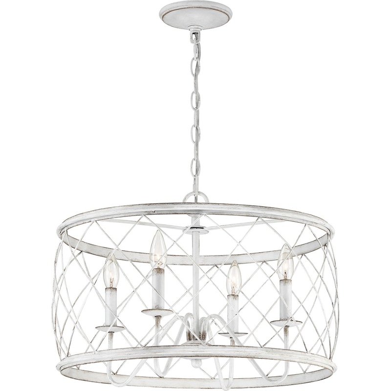 Quoizel RDY2821AWH Dury Four Light Pendant, Antique White