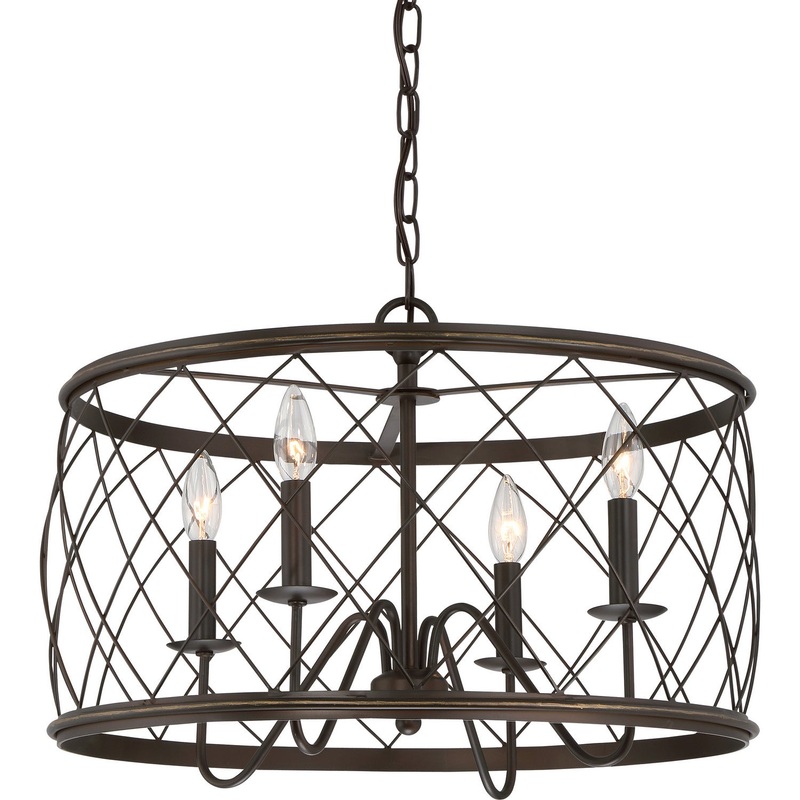 Quoizel RDY2821PN Dury Four Light Pendant, Palladian Bronze (Discontinued)