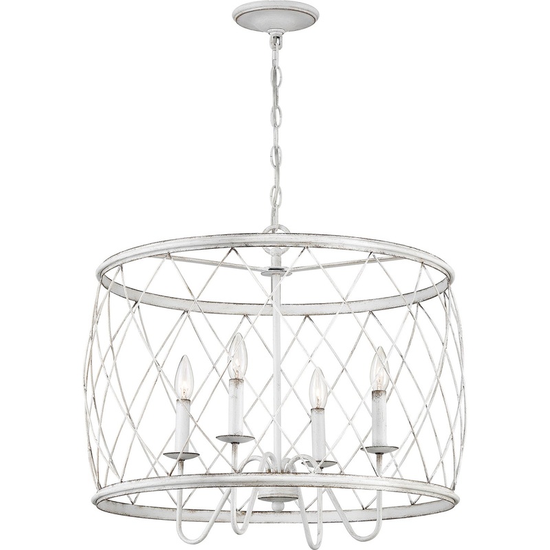 Quoizel RDY2823AWH Dury Four Light Pendant, Antique White